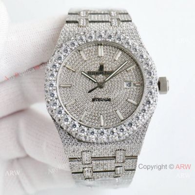 Swiss Quality Copy Audemars Piguet Pave Diamond Royal Oak Watch 8215 Movement